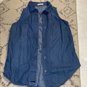 Sleeveless Denim Button Up